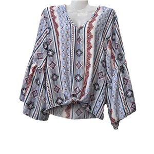 Anthropologie Lavender Fields Small Southwestern Boho Crop Top Bell Sleeves L